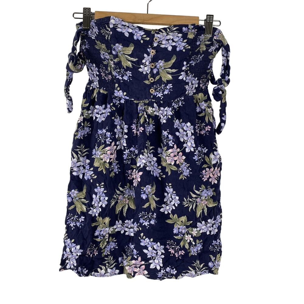American Eagle Outfitter Woman's Mini Dress Floral Navy Off Shoulder Accent S